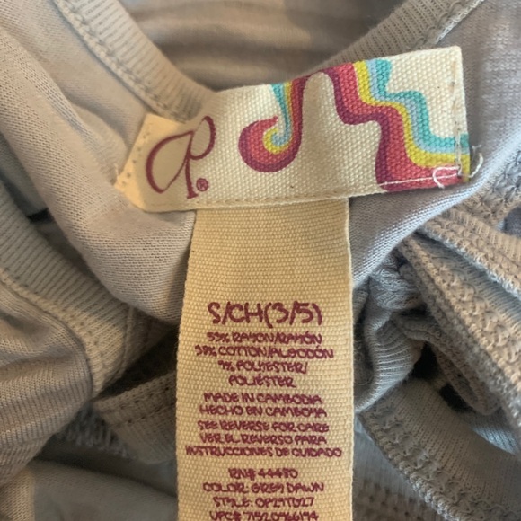 VTG 2000 y2k OP Soft T Shirt Long Stripe Emo Tie Back Cap Sleeve Blue Gray - Picture 13 of 13